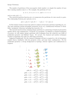 Integer Partitions: The number of partitions of the non