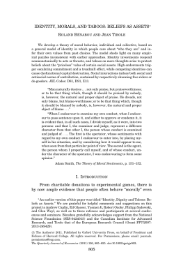 Identity, Morals and Taboos: Beliefs as Assets