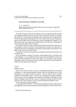 nucleolar nomenclature - The Company of Biologists