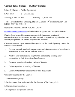 SPCH 1315 Public Speaking
