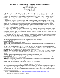 Analysis of the Family Smoking Prevention and Tobacco Control Act