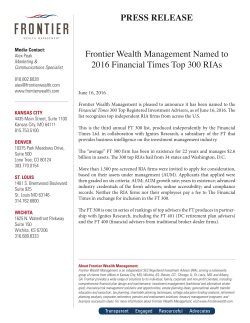 Frontier named to 2016 Financial Times top 300 RIAs