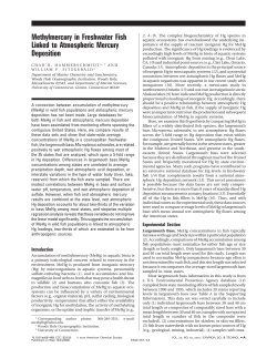 Methylmercury in Freshwater Fish Linked to Atmospheric Mercury