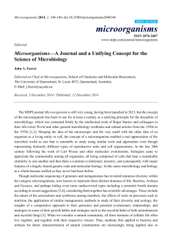 Microorganisms&mdash;A Journal and a Unifying Concept for the