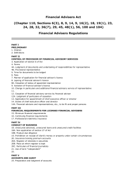 Financial Advisers Act (Chapter 110, Sections 6(3), 8, 9, 14, 9, 16(2