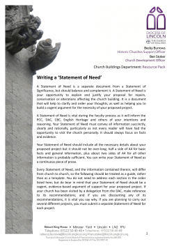Statement of Need - Diocese of Lincoln