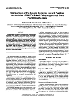Comparison of the Kinetic Behavior toward Pyridine Nucleotides of