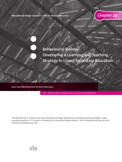 Behavioural Biology: Developing a Learning and Teaching Strategy