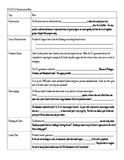 8-5.1-8-5.3: Reconstruction Notes Topic Notes Reconstruction The