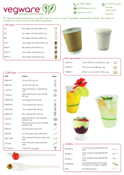 Hot cups Hot cup extras Cold cups Cutlery