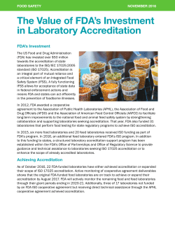 The Value of FDA`s Investment in Laboratory Accreditation