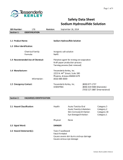 Safety Data Sheet Sodium Hydrosulfide Solution