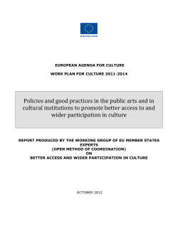 Policies and good practices in the public arts and in cultural