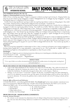 Bulletin #048 - Official Website of the De La Salle Lipa &ndash; Integrated