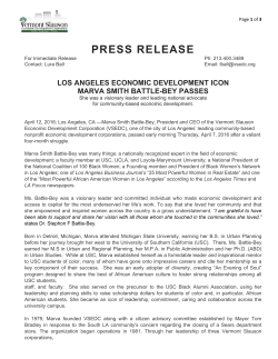 PRESS RELEASE - Vermont Slauson Economic Development