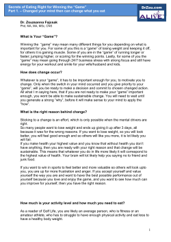 Secrets of Eating Right for Winning the &ldquo;Game&rdquo;