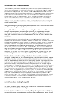 Close Reading Passage #1 Animal Farm: Close Reading Passage #2