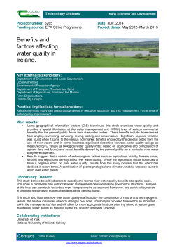 Benefits and factors affecting water quality in Ireland.