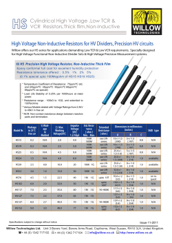 High Voltage Non-Inductive Resistors for HV Dividers, Precision HV