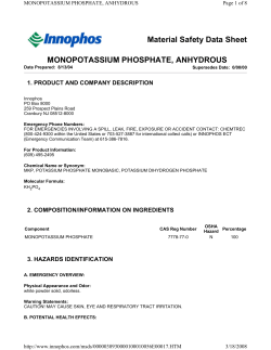 Material Safety Data Sheet MONOPOTASSIUM PHOSPHATE