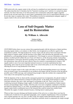 Albrecht: Loss of Soil Organic Matter and Its Restoration