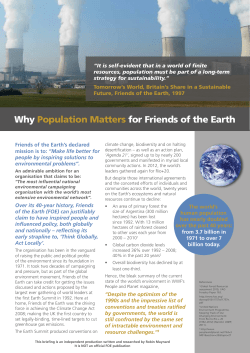Why Population Matters for Friends of the Earth