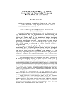 Culture and History Count: Choosing Environmental Tools to Fit