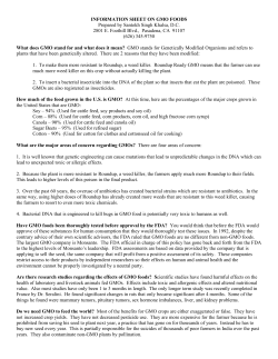 INFORMATION SHEET ON GMO FOODS