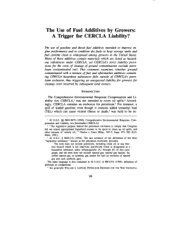 The Use of Fuel Additives by Growers: A Trigger for CERCLA Liability?