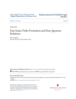 East Asian Order Formation and Sino-Japanese Relations