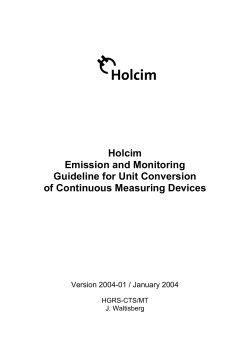 Holcim Emission and Monitoring Guideline for Unit Conversion of