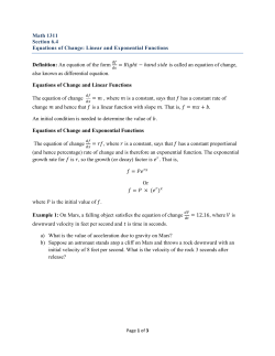 Math 1311 Section 6.4 Equations of Change: Linear and