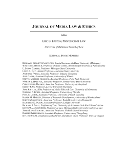 Journal of Media Law and Ethics - University of Baltimore School of