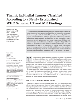 Thymic Epithelial Tumors Classified According to