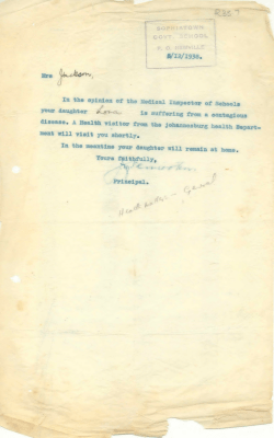 I/I2/I93a. In the opinion of the Medical Inspector of Sohools your