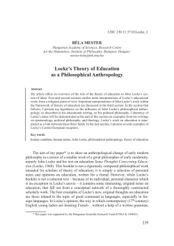 Locke`s Theory of education as a Philosophical anthropology