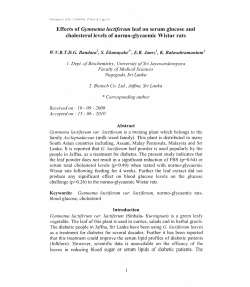 Effects of Gymnema lactiferum leaf on serum glucose and