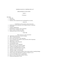 NIGERIAN RAILWAY CORPORATION ACT ARRANGEMENT OF