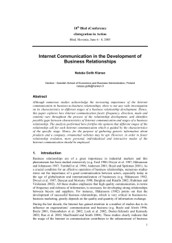 Internet Communication in the Development of Business Relationships