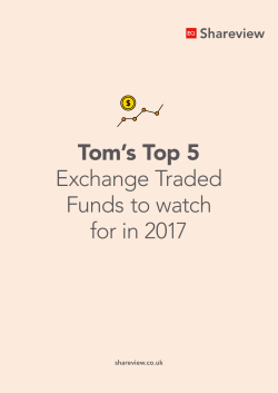 Tom`s Top 5 Exchange Traded Funds to watch for in 2017
