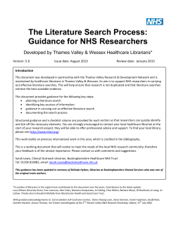 The Literature Search Process: Guidance for NHS Researchers