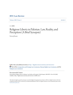 Religious Liberty in Pakistan: Law, Reality, and Perception (A Brief