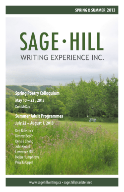 Spring Poetry Colloquium Summer Adult Programmes
