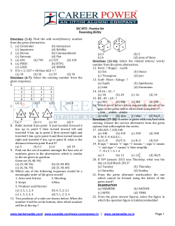 SSC MTS : Practice Set Reasoning Ability Directions