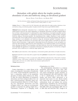 Mutualism with aphids affects the trophic position, abundance of