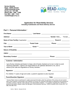 Application for READ-Ability Services