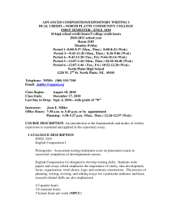 ADVANCED COMPOSITION/EXPOSITORY WRITING I