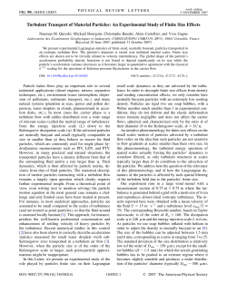Turbulent Transport of Material Particles: An Experimental Study of