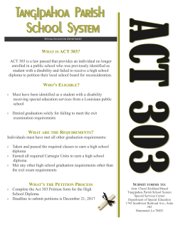 WHAT IS ACT 303? - Tangipahoa Parish School System