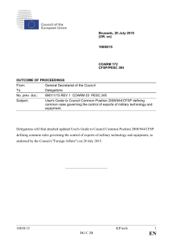 User`s Guide to Council Common Position 2008/944